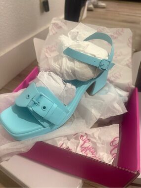 Olivia Miller Aqua Block Heel Sandal